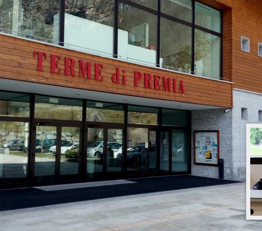 Foto: le Terme di Premia, nel riquadro Fabio Dalla Pozza
