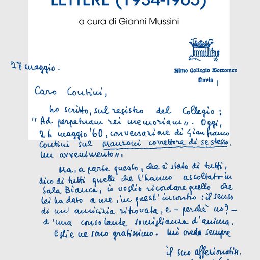 Sabato a La Fabbrica di Carta sarà presentato ‘Critica e carità di Gianfranco Contini e Cesare Angelini’