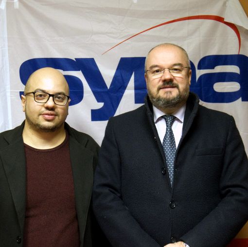 Il responsabile di Syna Oberwallis, Gianluca Casili, e il senatore Enrico Borghi