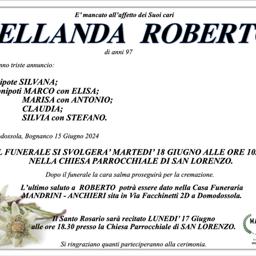 Pellanda Roberto di anni 97