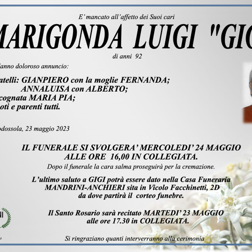 Marigonda Luigi &quot;Gigi&quot; di anni 92