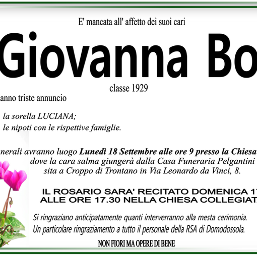 Giovanna Bo classe 1929