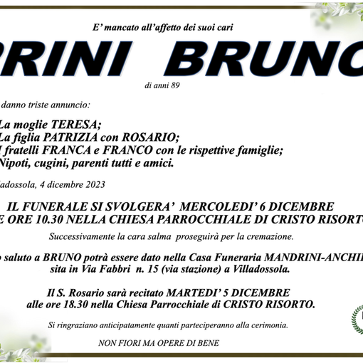 Prini Bruno di anni 89