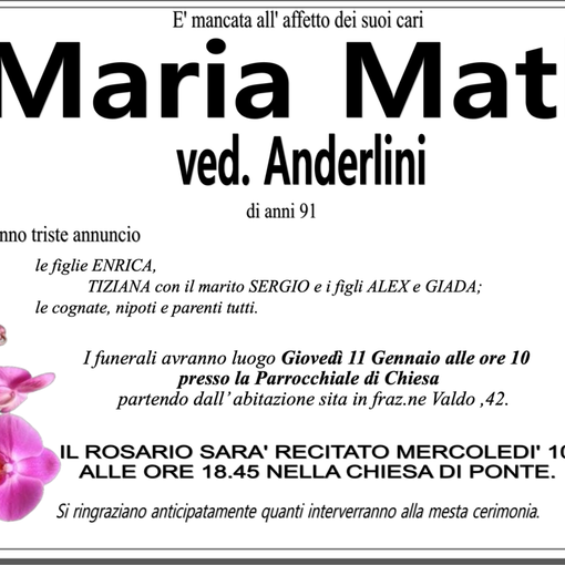 Maria Matli ved. Anderlini di anni 91