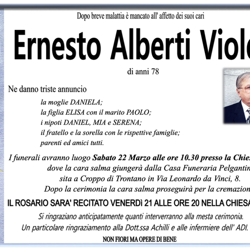 Ernesto Alberti Violetti di anni 78