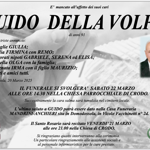 Guido Della Volpe di anni 81