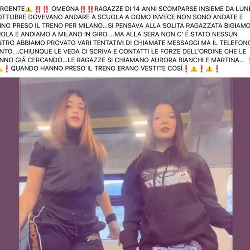 Saltano la scuola e non rientrano a casa: scomparse due 14enni omegnesi