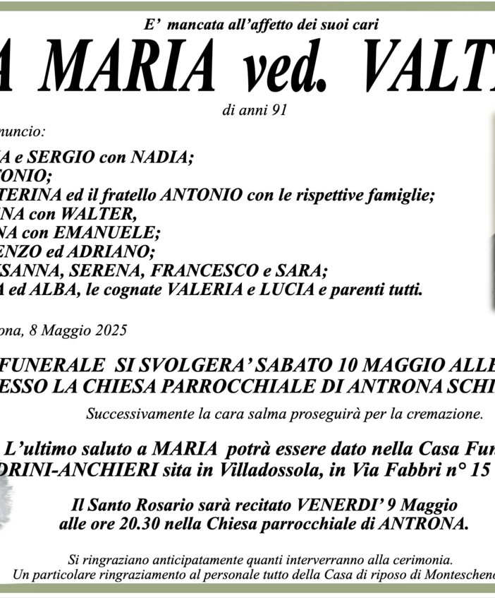 Sesa Maria ved. Valterio di anni 91