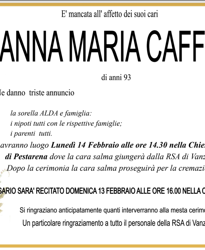 Anna Maria Caffoni di anni 93