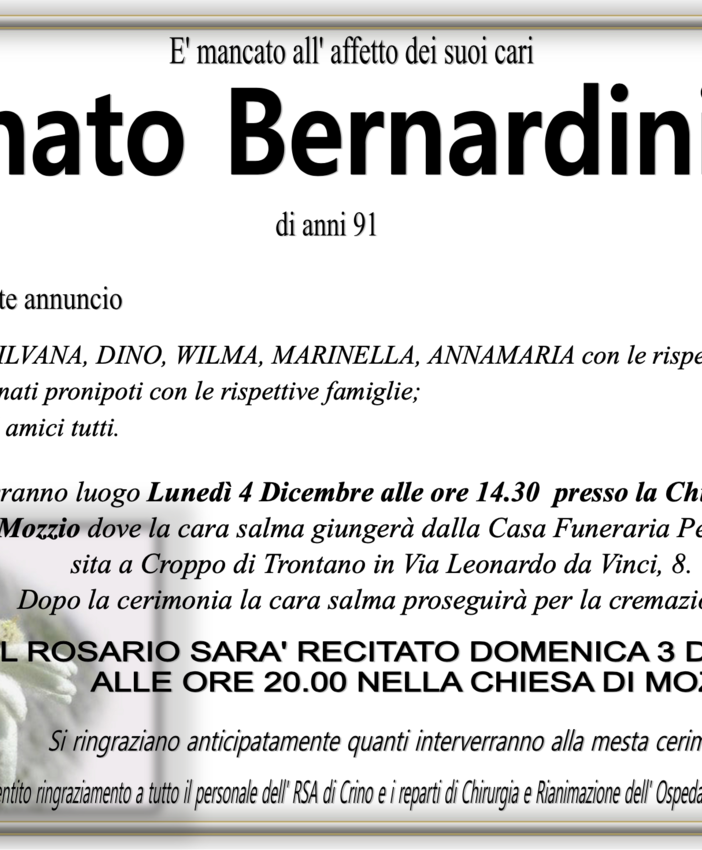 Renato Bernardini di anni 91