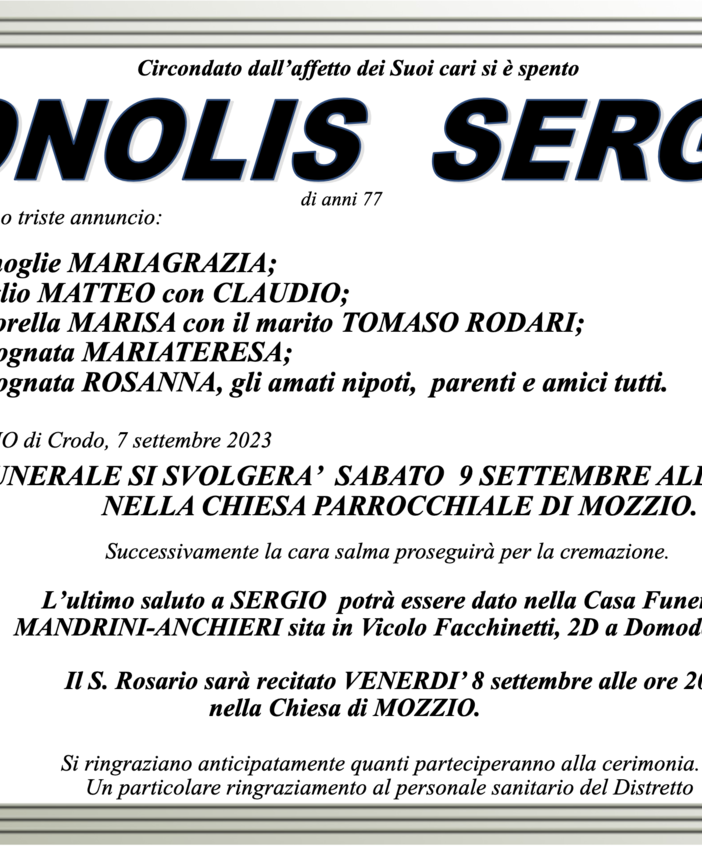 Bonolis Sergio di anni 77