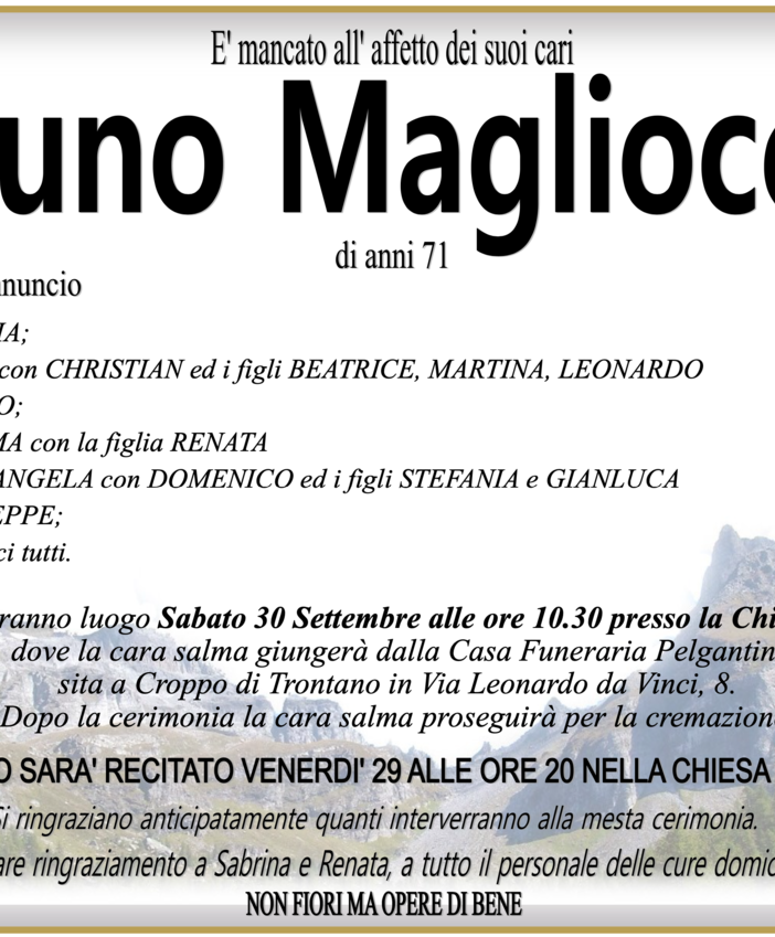 Bruno Magliocco di anni 71