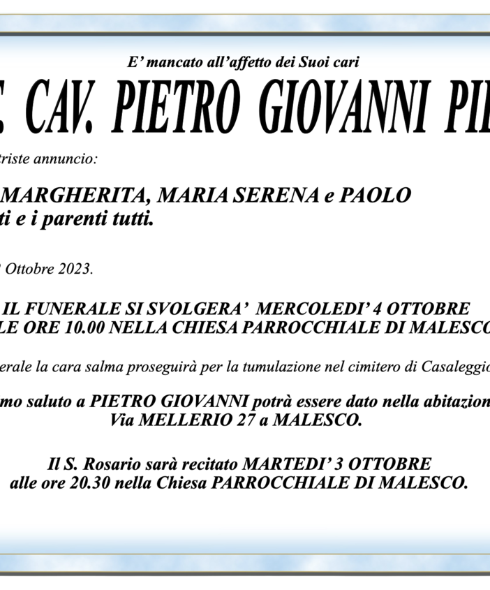 Dott. Cav. Pietro Giovanni Pilone