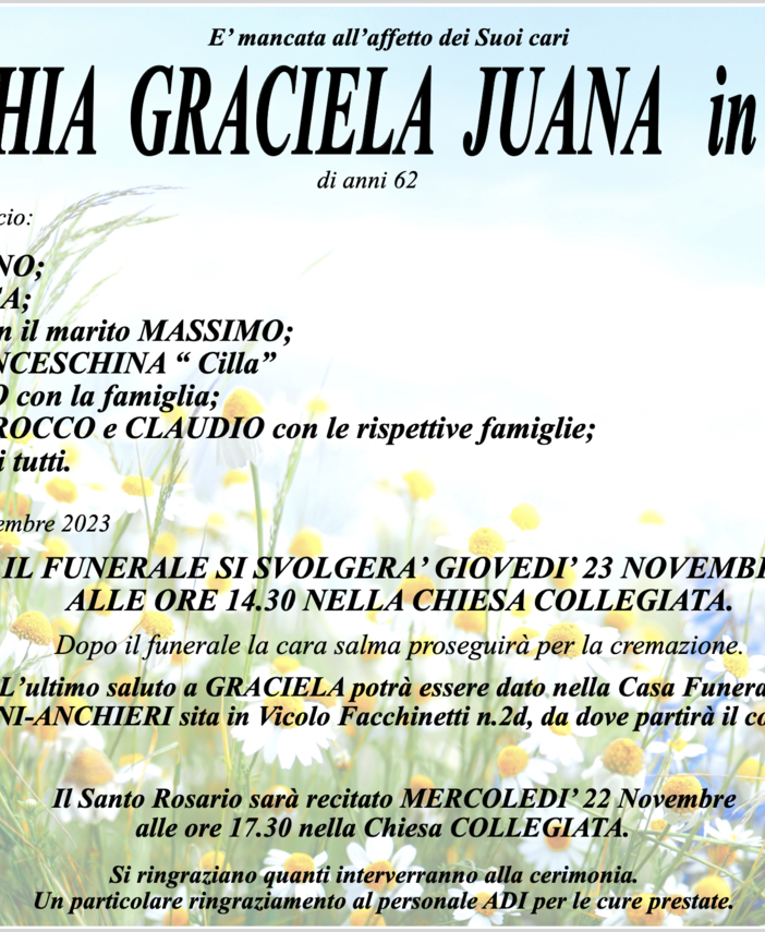 Colicchia Graciela Juana in Brizzi di anni 62