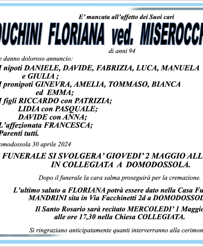 Duchini Floriana ved. Miserocchi Giulio di anni 94