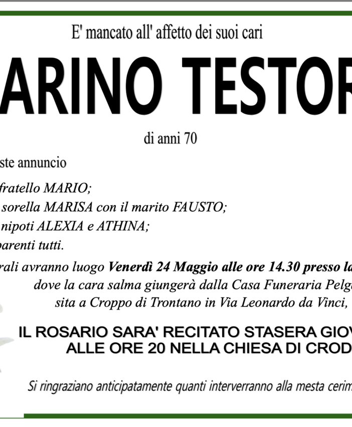 Marino Testori di anni 70