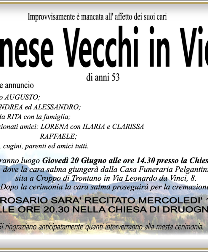 Agnese Vecchi in Vietti di anni 53