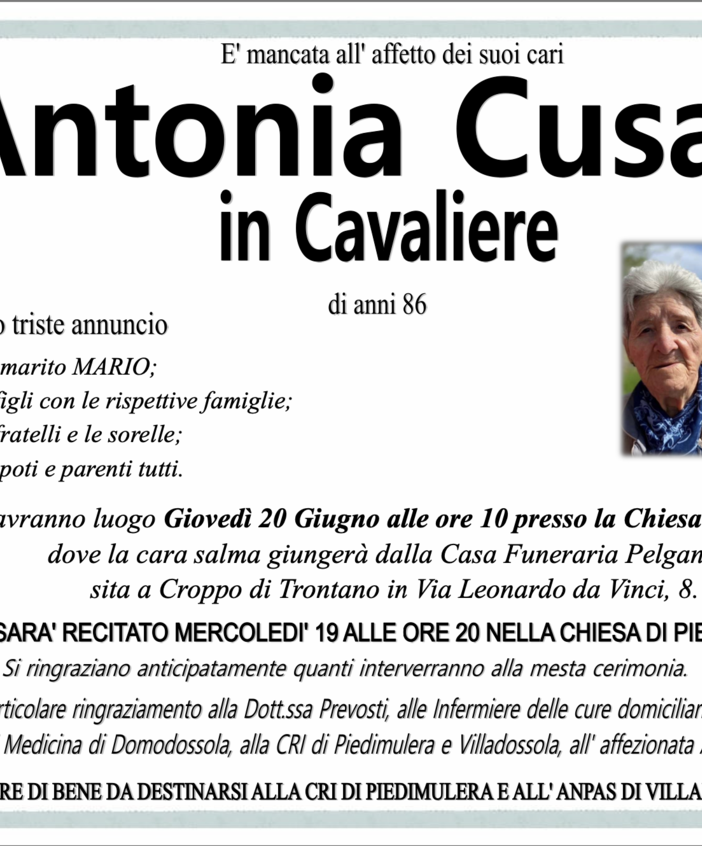 Antonia Cusati in Cavaliere di anni 86