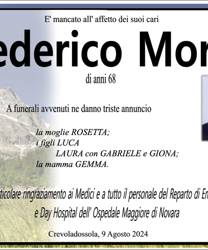 Federico Mora di anni 68