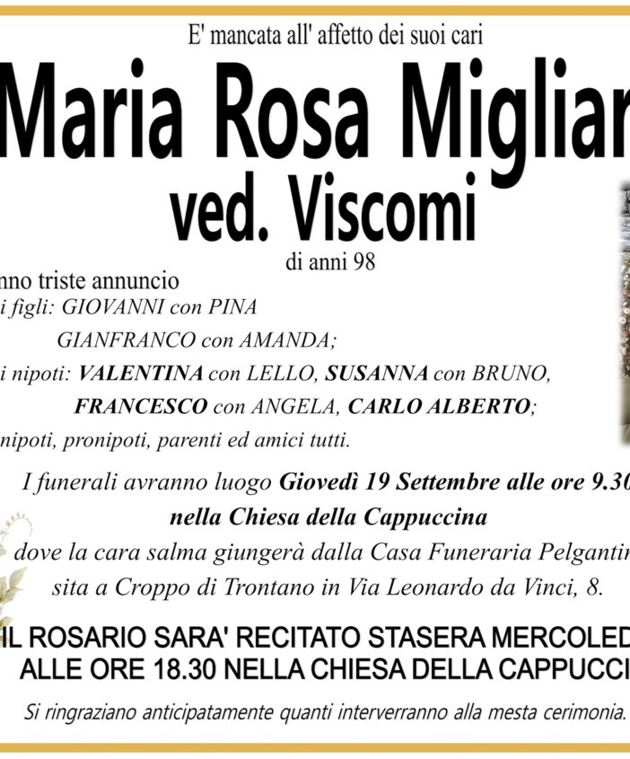 Maria Rosa Migliarese ved. Viscomi di anni 98