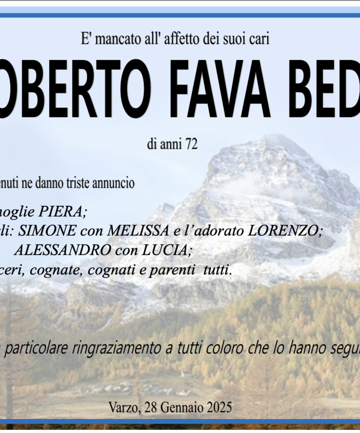 Roberto Fava Beda di anni 72