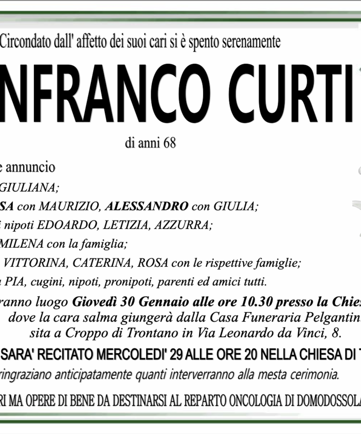 Gianfranco Curti di anni 68