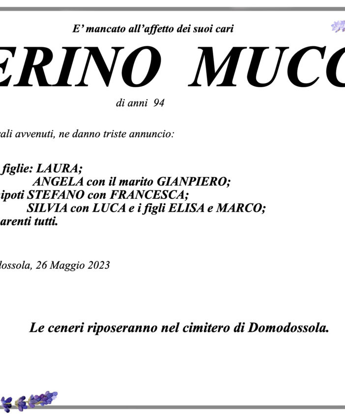 Pierino Mucci di anni 94