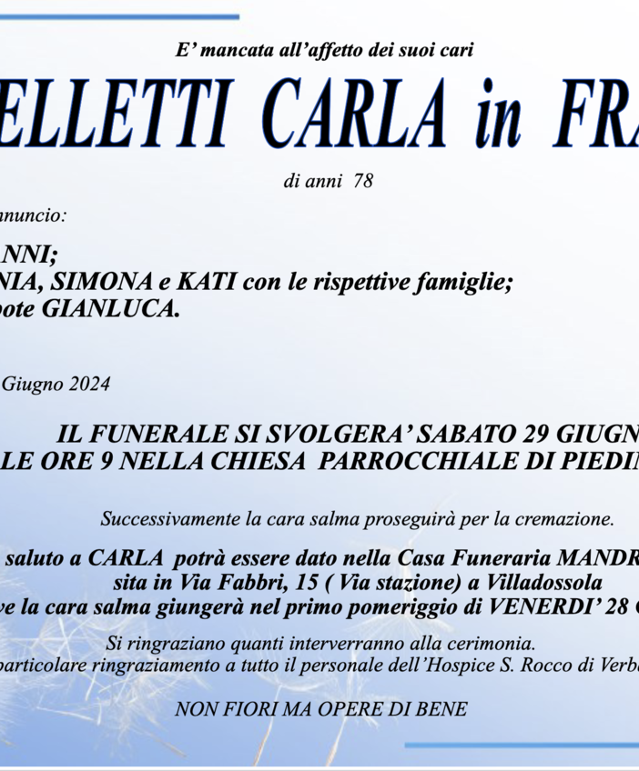 Castelletti Carla in Francia di anni 78