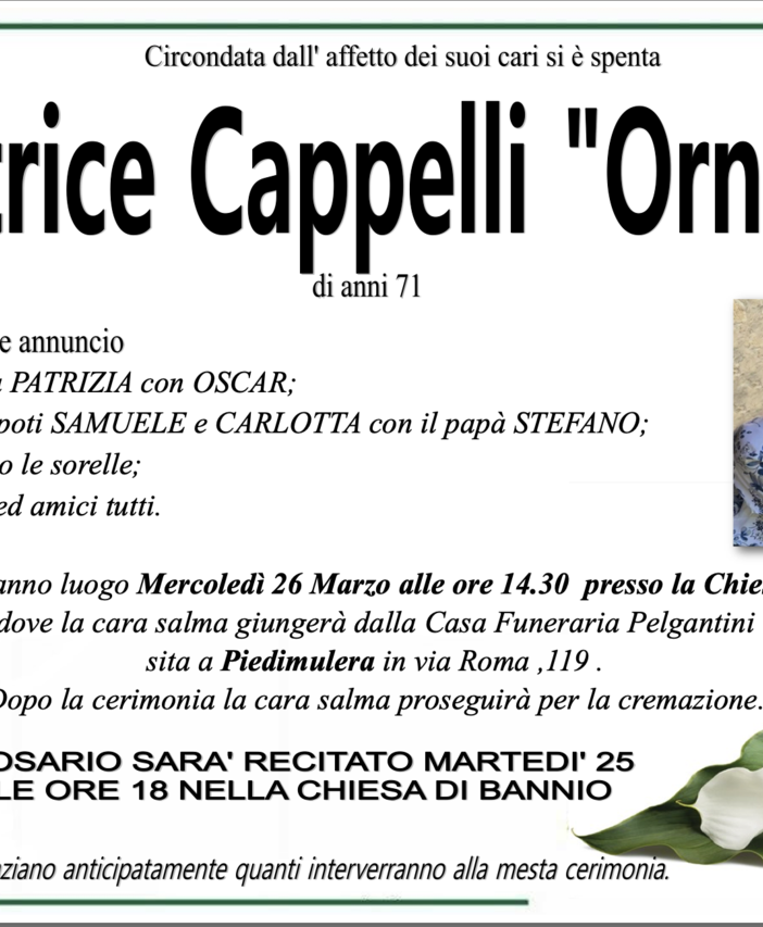 Beatrice Cappelli &quot;Ornella&quot; di anni 71