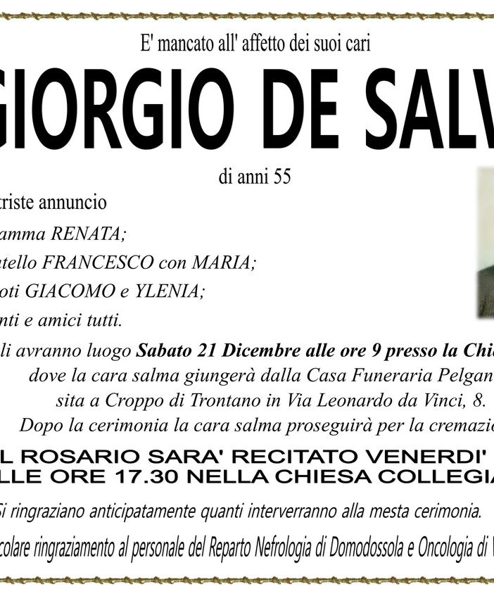 Giorgio De Salvo di anni 55