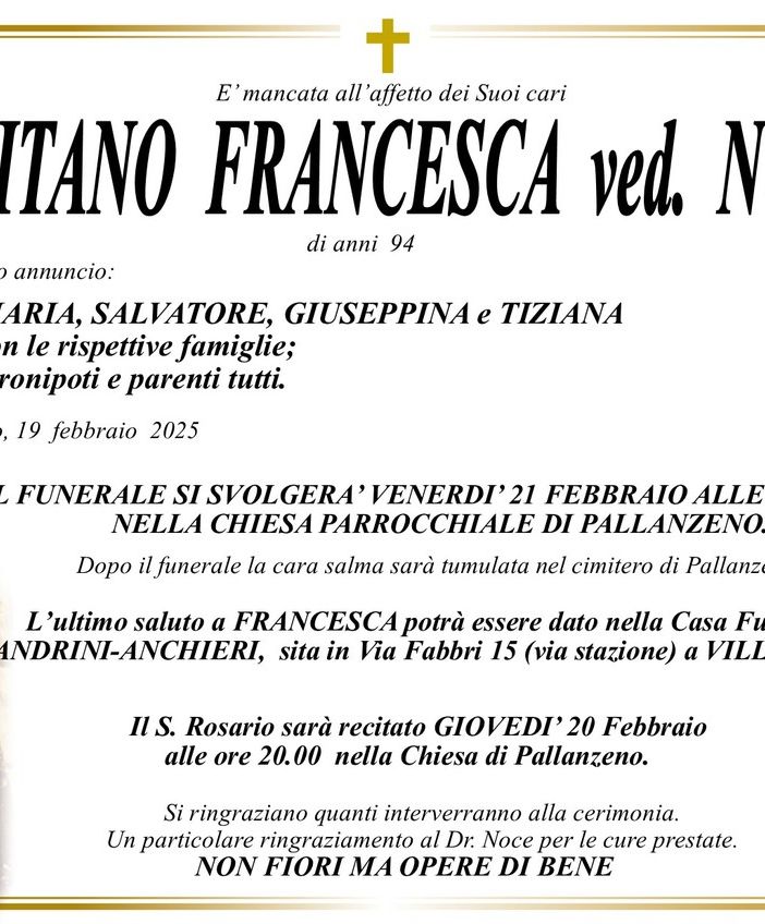 Autelitano Francesca ved. Nucera di anni 94