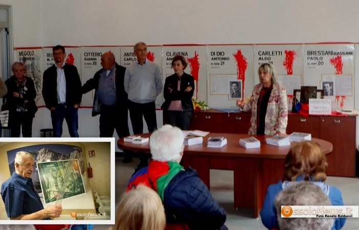 Foto: il giorno dell'inaugurazione della mostra e nel riquadro Angelo Del Devero