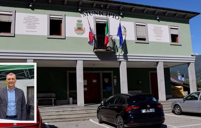 Foto: il municipio di Vogogna e nel riqadro il sindaco Fausto Dotta