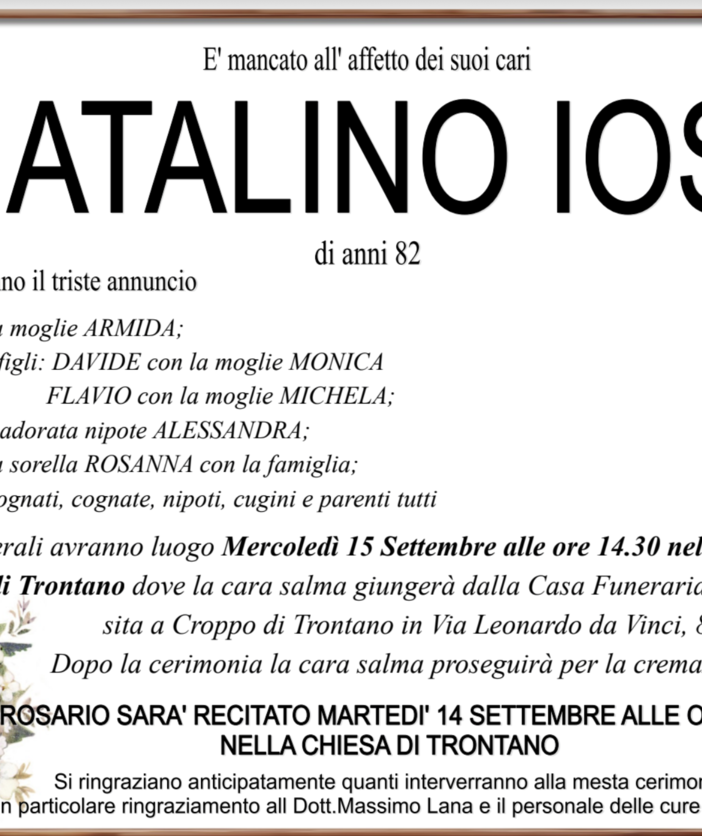 Natalino Iossi di anni 82