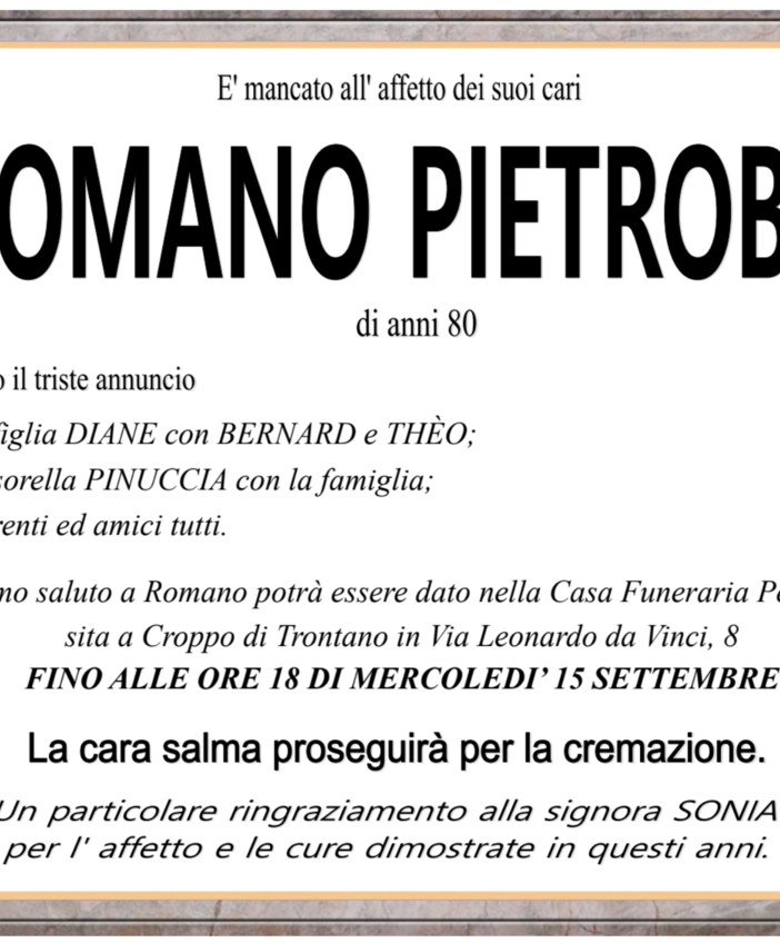 Romano Pietrobelli di anni 80