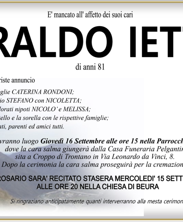 Eraldo Ietti di anni 81