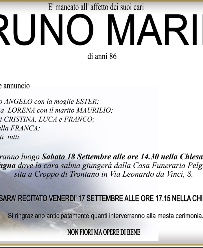 Bruno Marini di anni 86