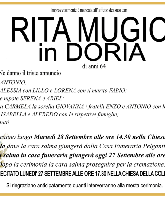Rita Mugione in Doria di anni 64