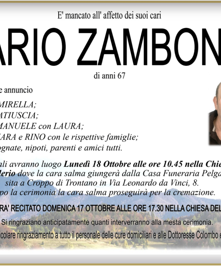 Dario Zambonini di anni 67