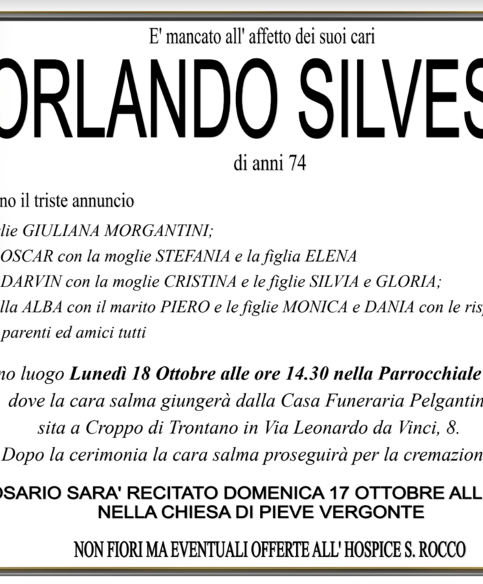 Orlano Silvestri di anni 74