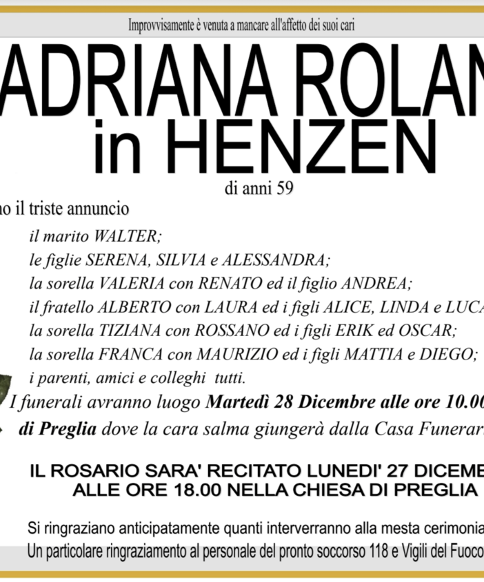 Adriana Rolandi in Henzen di anni 59