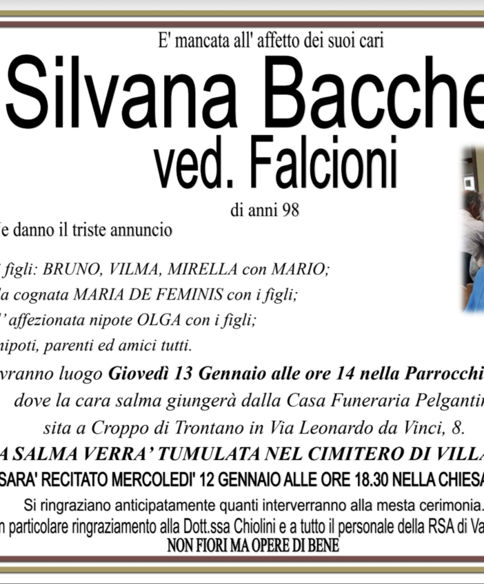 Silvana Bacchetta ved. Falcioni di anni 98