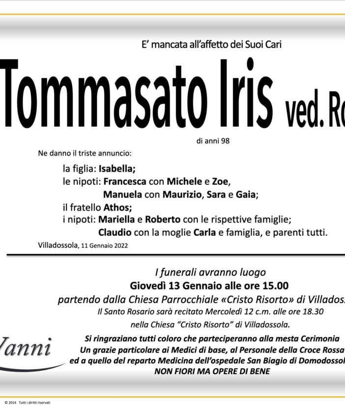 Tommasato Ines ved. Romagnoli di anni 98
