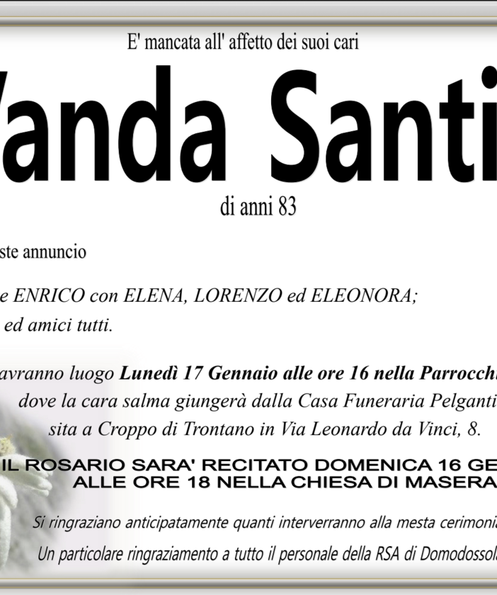 Vanda Santin di anni 83