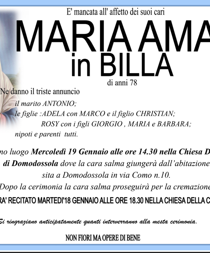 Maria Amato in Billa di anni 78