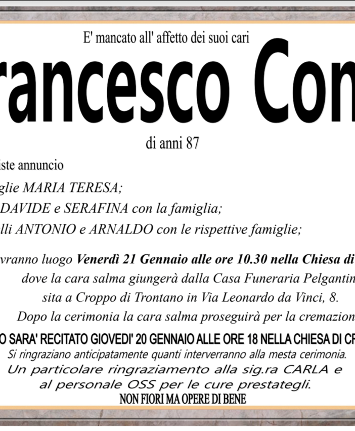 Francesco Conti di anni 87
