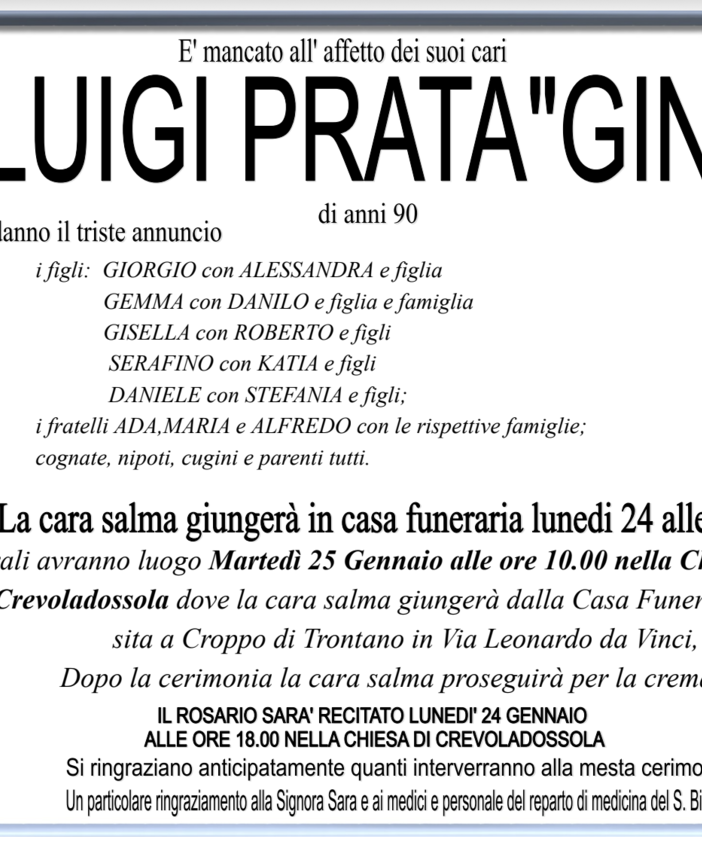 Luigi Prata &quot;Gino&quot; di anni 90