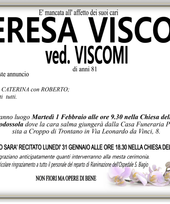 Teresa Viscomi ved. Viscomi di anni 81
