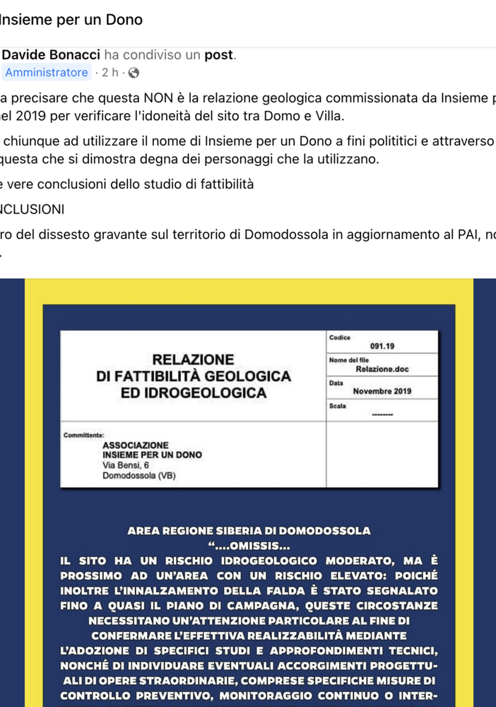 Nuovo ospedale, Davide Bonacci accusa: &quot;Falsa la relazione idrogeologica utilizzata sui social a fini politici&quot;