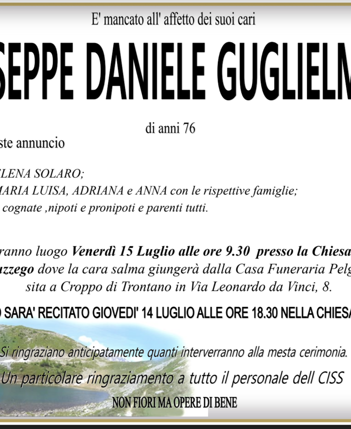 Giuseppe Daniele Guglielmetti di anni 76